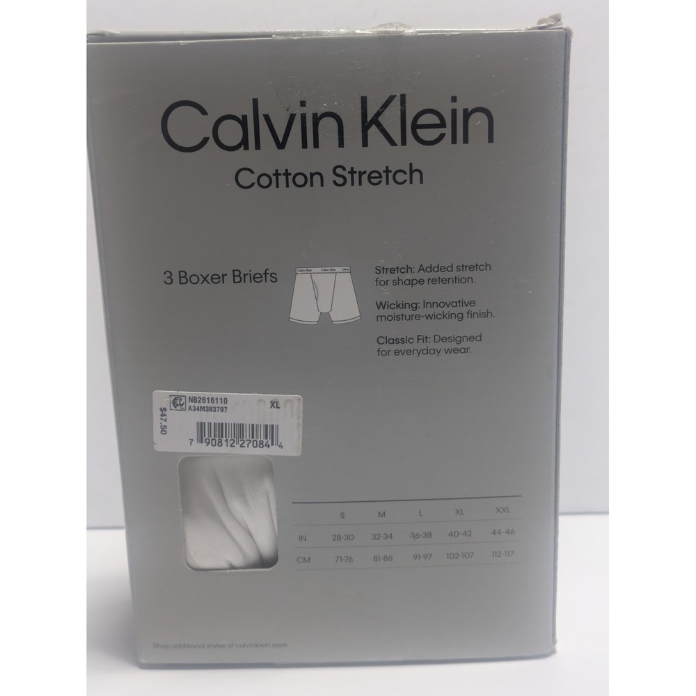 Calvin Klein Mens Cotton Stretch 3 Pack Boxer Briefs Classic Fit White XL - Picture 2 of 2